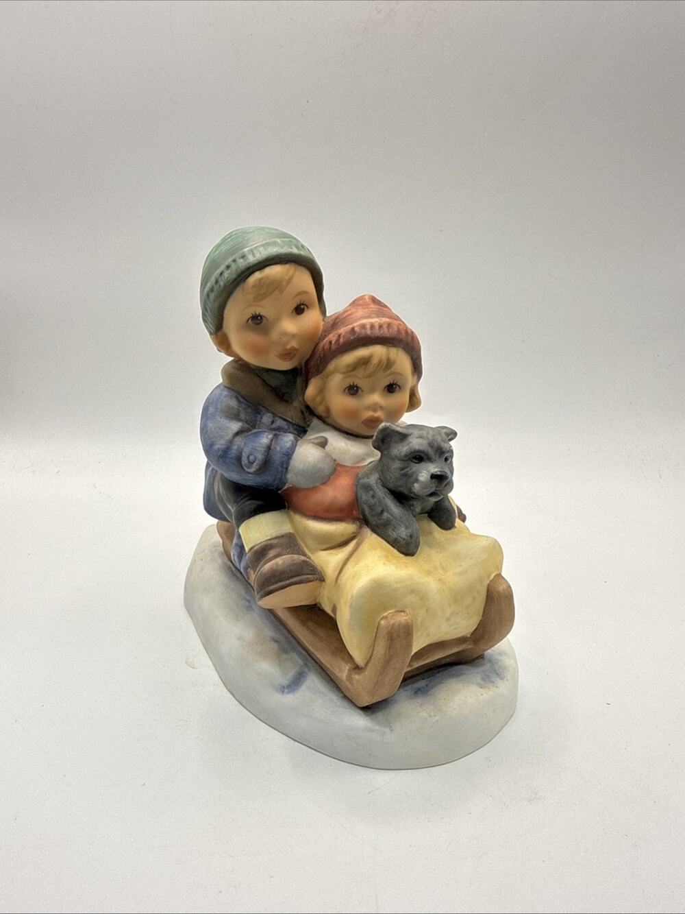 Goebel Hummel “Away We Go” BH 220 Children Sled Dog Figurine 2002 *